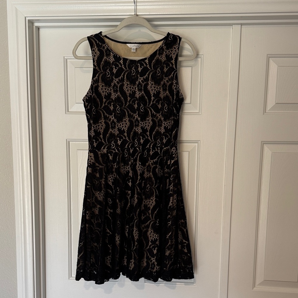 Charming Charlie Black and Cream Lace Dress